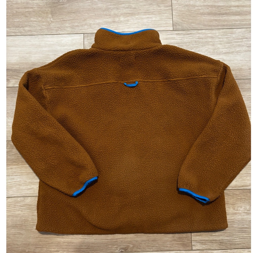 Madewell Sherpa Fleece Half Zip Pullover Brown Blue Quilted Pockets Medium - Picture 4 of 6
